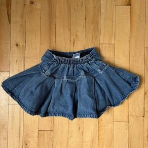 Vintage Denim Skirt Toddler Blue Jean Size 24 Months Embroidered Flower